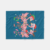 Merry Christmas Hat Santa Flamingo Light Christmas Fleece Deken (Voorkant (Horizontaal))
