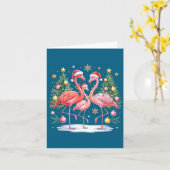 Merry Christmas Hat Santa Flamingo Light Christmas Kaart (Gele Bloem)