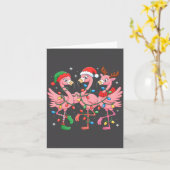 Merry Christmas Hat Santa Flamingo Light Christmas Kaart (Gele Bloem)
