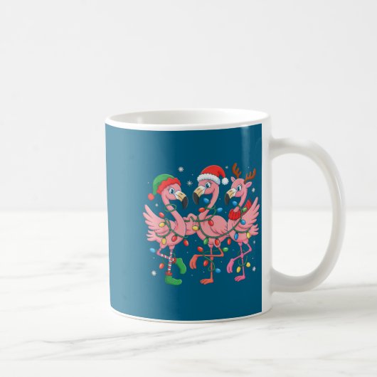 Merry Christmas Hat Santa Flamingo Light Christmas Koffiemok (Rechts)