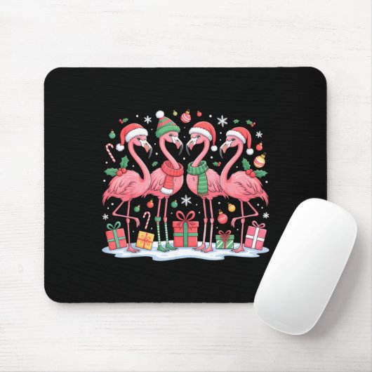 Merry Christmas Hat Santa Flamingo Light Christmas Muismat (Met muis)
