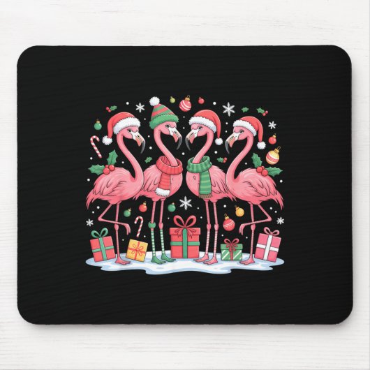 Merry Christmas Hat Santa Flamingo Light Christmas Muismat (Voorkant)