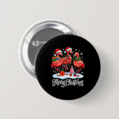 Merry Christmas Hat Santa Flamingo Light Xmas Wome Ronde Button 5,7 Cm (Voorkant /achterkant)