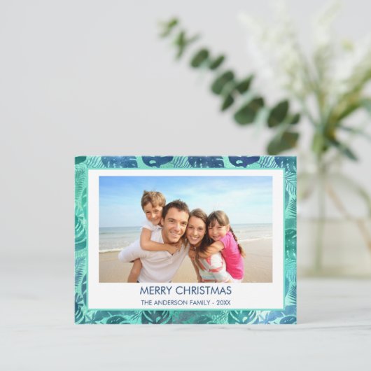 MERRY CHRISTMAS HAWAIIAN TROPICAL BEACH PHOTO FEESTDAGENKAART (Staand voorkant)