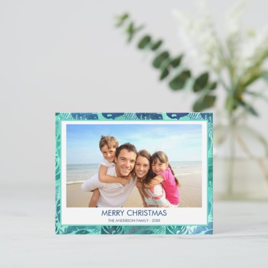 MERRY CHRISTMAS HAWAIIAN TROPICAL BEACH PHOTO FEESTDAGENKAART (Staand voorkant)