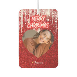 Merry Christmas Heart Gepersonaliseerde foto naam Luchtverfrisser