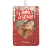 Merry Christmas Heart Gepersonaliseerde foto naam Luchtverfrisser (Achterkant)