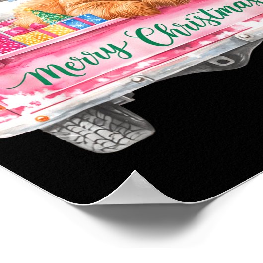 Merry Christmas Highland Cow Nk Truck Xmas Tree Wo Poster (Hoek)