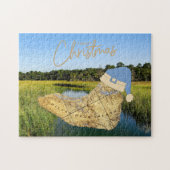 Merry Christmas Hilton Head Island Kaart Marshland Legpuzzel (Horizontaal)