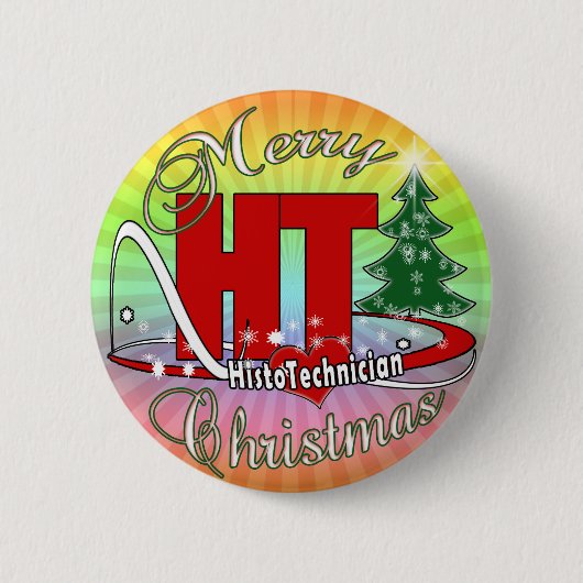 MERRY CHRISTMAS HISTOTECHNISCH RONDE BUTTON 5,7 CM (Voorkant)