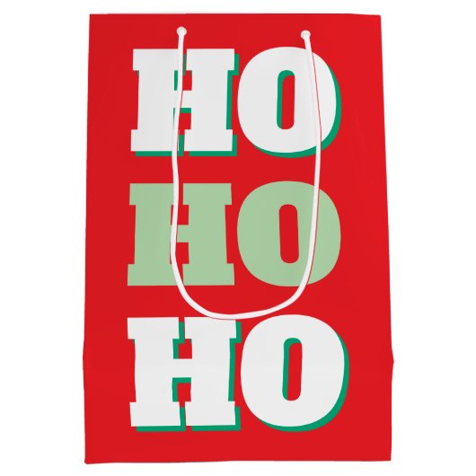 Merry Christmas HoHoHo Party Minimalist Plain Medium Cadeauzakje (Achterkant)