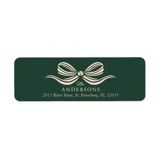 Merry Christmas Holiday Bow Retouradreslabel Etiket (Voorkant)