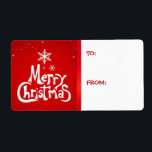 Merry Christmas Holiday Cadeau Labels labels<br><div class="desc">Aangepaste cadeau labels voor uw vakantie cadeaus met grillige Merry Christmas typografie en sneeuwvlokken vormen een kerstboom op rood en wit.</div>