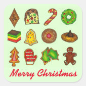 Merry Christmas Holiday Cookies Bakken Cookie Swap Vierkante Sticker (Voorkant)