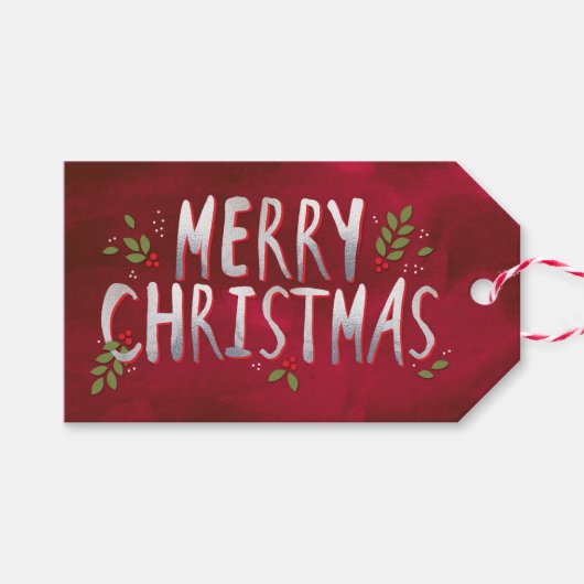 Merry Christmas Holiday Custom Gift Labels Cadeaulabel (Voorkant (Horizontaal))