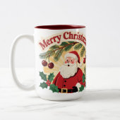 Merry Christmas Holiday Design Tweekleurige Koffiemok (Links)