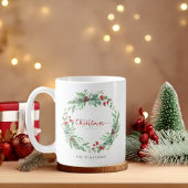 Merry Christmas  Holiday Eucalypt Wreath Mug Koffiemok