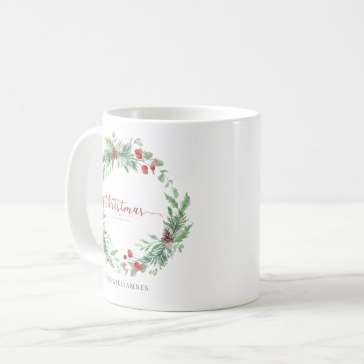 Merry Christmas  Holiday Eucalypt Wreath Mug Koffiemok (Voorkant links)