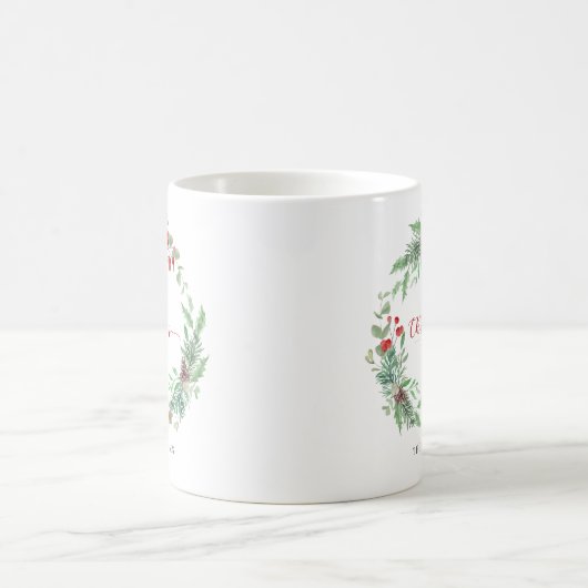 Merry Christmas  Holiday Eucalypt Wreath Mug Koffiemok (Center)