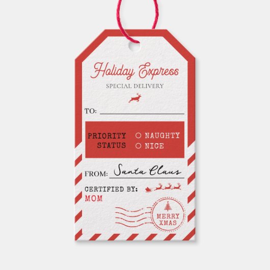 Merry Christmas Holiday Express Mail To From Cadeaulabel (Voorkant)