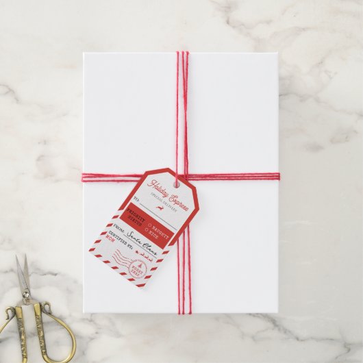 Merry Christmas Holiday Express Mail To From Cadeaulabel (Met Touw)