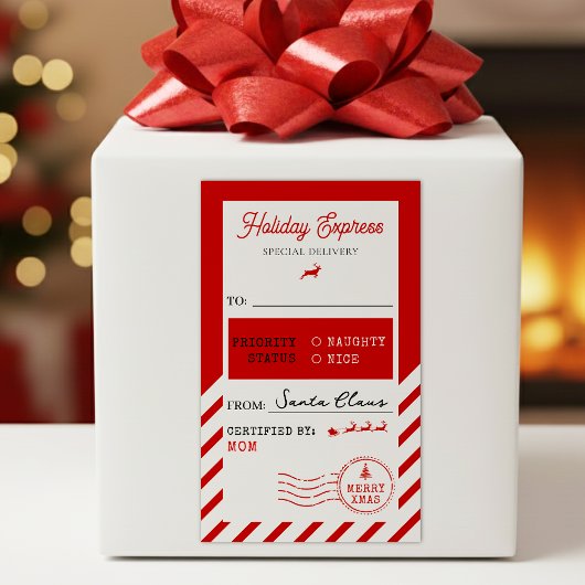 Merry Christmas Holiday Express Mail To From Rechthoekige Sticker