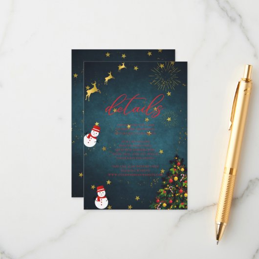 Merry Christmas Holiday Party Gastgegevens Informatiekaartje (Voorkant / Achterkant in situ)