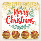 Merry Christmas Holiday Party Glitter Kartonnen Onderzetters (Voorkant)