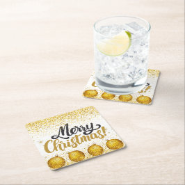 Merry Christmas Holiday Party Glitter Kartonnen Onderzetters