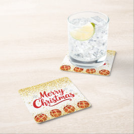 Merry Christmas Holiday Party Glitter Kartonnen Onderzetters