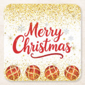 Merry Christmas Holiday Party Glitter Kartonnen Onderzetters (Voorkant)