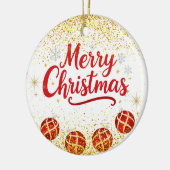 Merry Christmas Holiday Party Glitter Keramisch Ornament (Links)