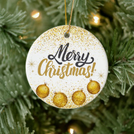 Merry Christmas Holiday Party Glitter Keramisch Ornament