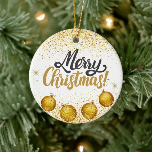 Merry Christmas Holiday Party Glitter Keramisch Ornament (Boom)