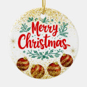 Merry Christmas Holiday Party Glitter Keramisch Ornament (Voorkant)