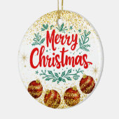 Merry Christmas Holiday Party Glitter Keramisch Ornament (Links)