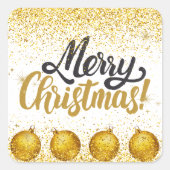 Merry Christmas Holiday Party Glitter Vierkante Sticker (Voorkant)
