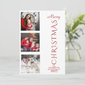 Merry Christmas Holiday Photos Collage Typography Feestdagenkaart (Staand voorkant)