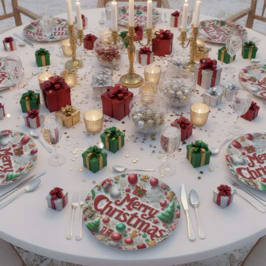 Merry Christmas Holiday Plate Papieren Bordje