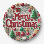 Merry Christmas Holiday Plate Papieren Bordje (Voorkant)