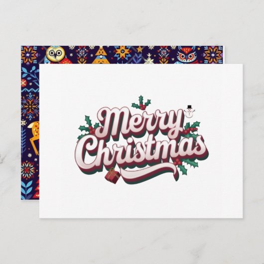 Merry Christmas Holiday Postcard – Festive Winter  Feestdagenkaart (Voorkant / Achterkant)