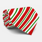Merry Christmas Holiday Red Green Diagonal Stripe Stropdas (Opgerold)