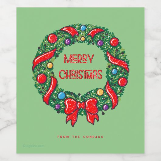 Merry Christmas Holiday Reef gepersonaliseerd mode Wijn Etiket (Enkel label)