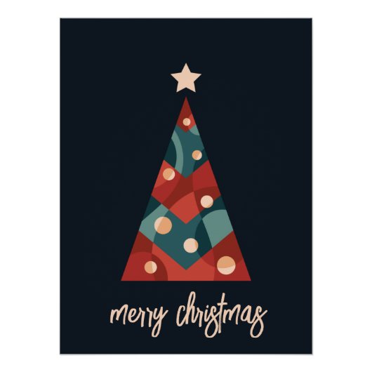 Merry Christmas holiday seasonal art xmas tree  Perfect Poster (Voorkant)