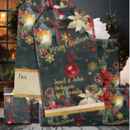 Merry Christmas Holiday Splendor Naam toevoegen Cadeaulabel