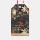 Merry Christmas Holiday Splendor Naam toevoegen Cadeaulabel (Voorkant)