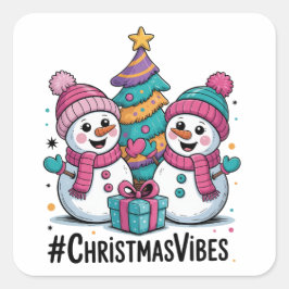 Merry Christmas Holiday Vibes Vierkante Sticker
