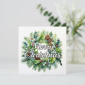 Merry Christmas Holiday Wreath Feestdagenkaart (Staand voorkant)