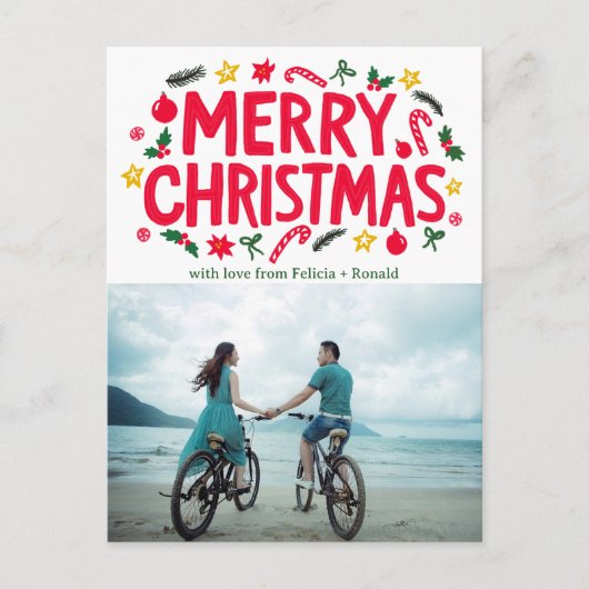 MERRY CHRISTMAS Holiday Xmas CUSTOM FOTO Briefkaart (Voorkant)