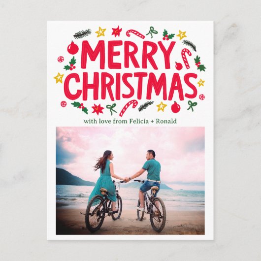 MERRY CHRISTMAS Holiday Xmas CUSTOM FOTO Briefkaart (Voorkant)